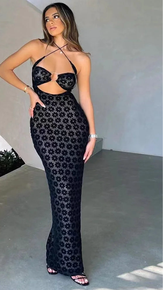 Noir Lace Contour Dress
