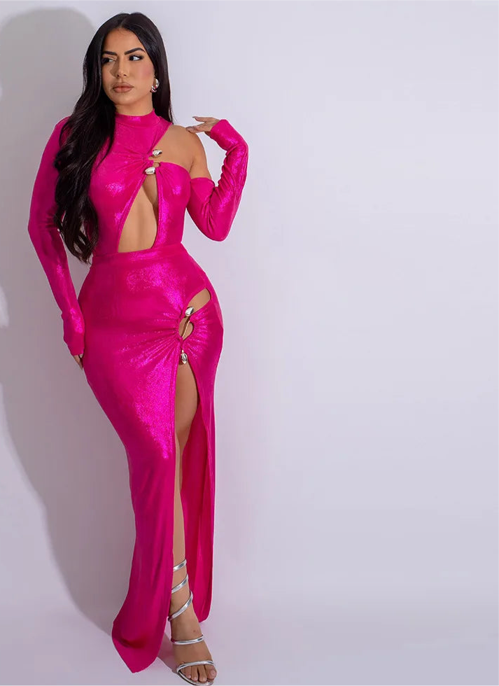 Hot Pink Siren Cutout Maxi