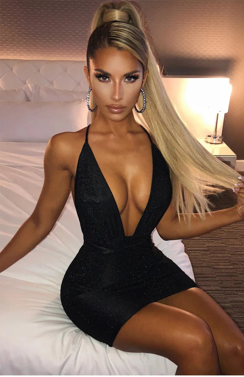 Glitz & Glow Halter Dress