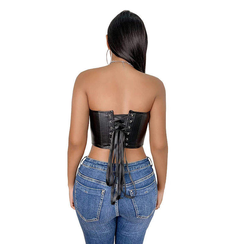Faux Leather Bustier Top