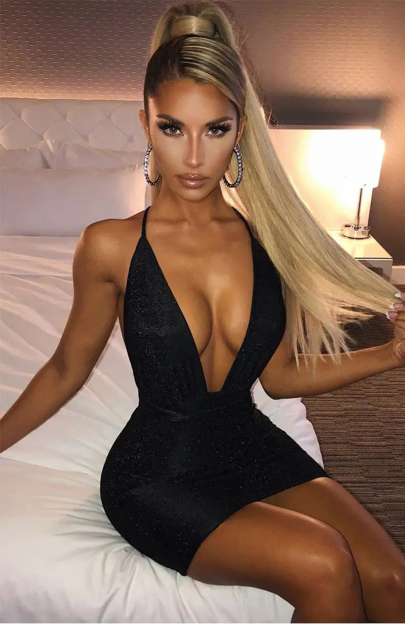 Glitz & Glow Halter Dress