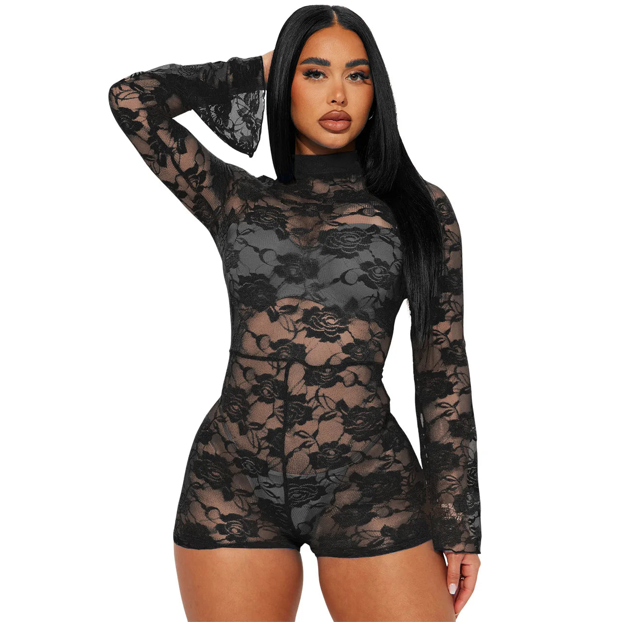 Romantic Lace Long-Sleeve Playsuit