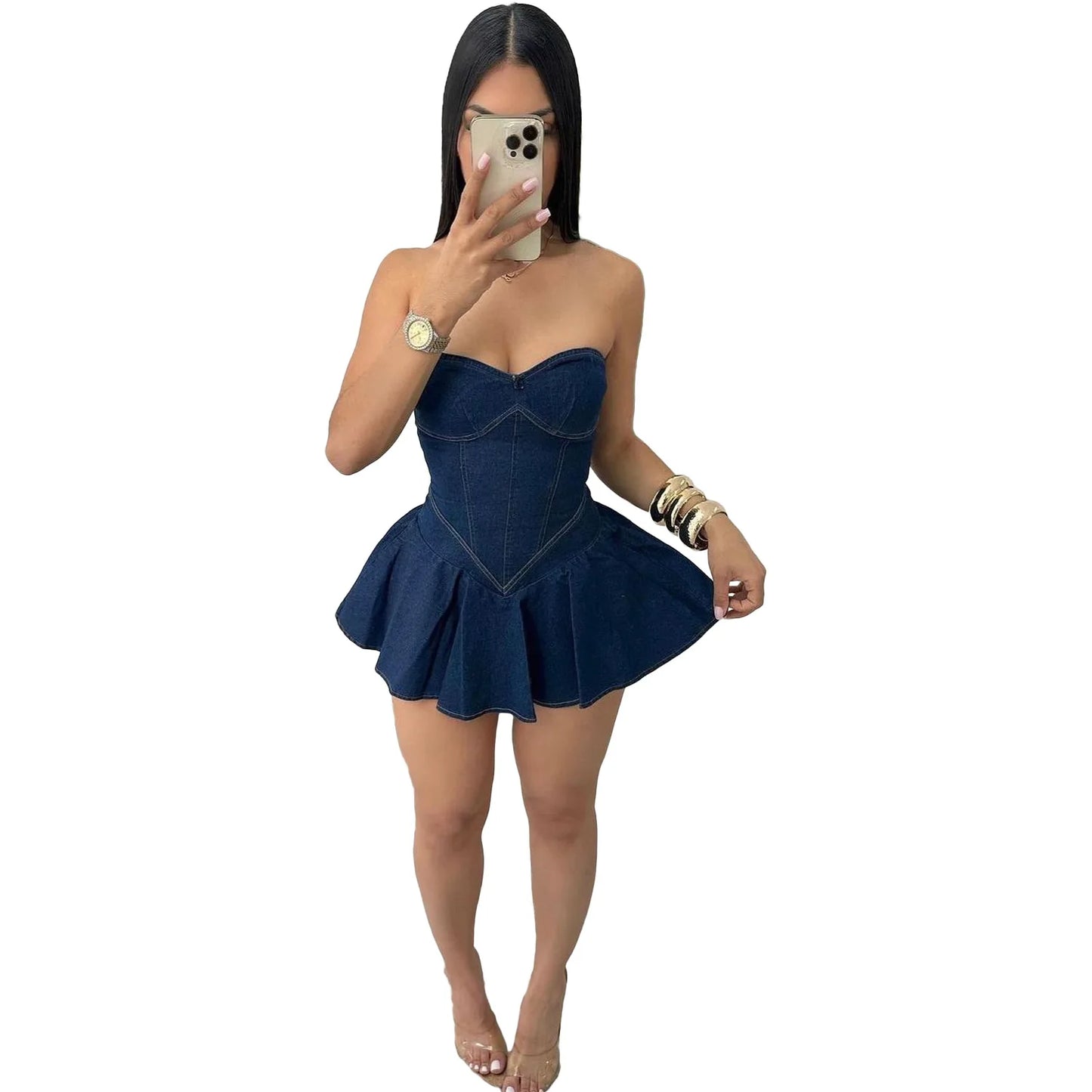 Strapless Jean Mini