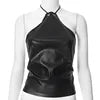 Faux Leather Halter Crop