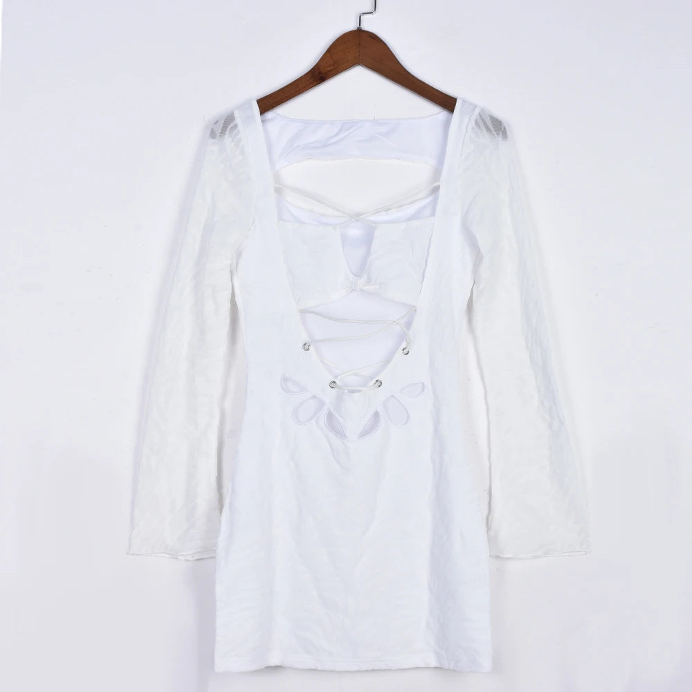Ivory Halo Long Sleeve Mesh Mini