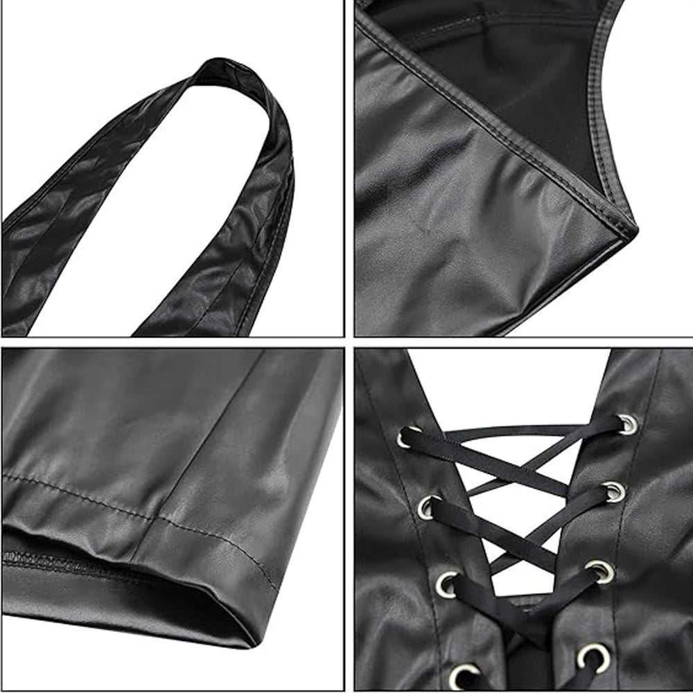 Faux Fierce Lace-Up Halter Crop