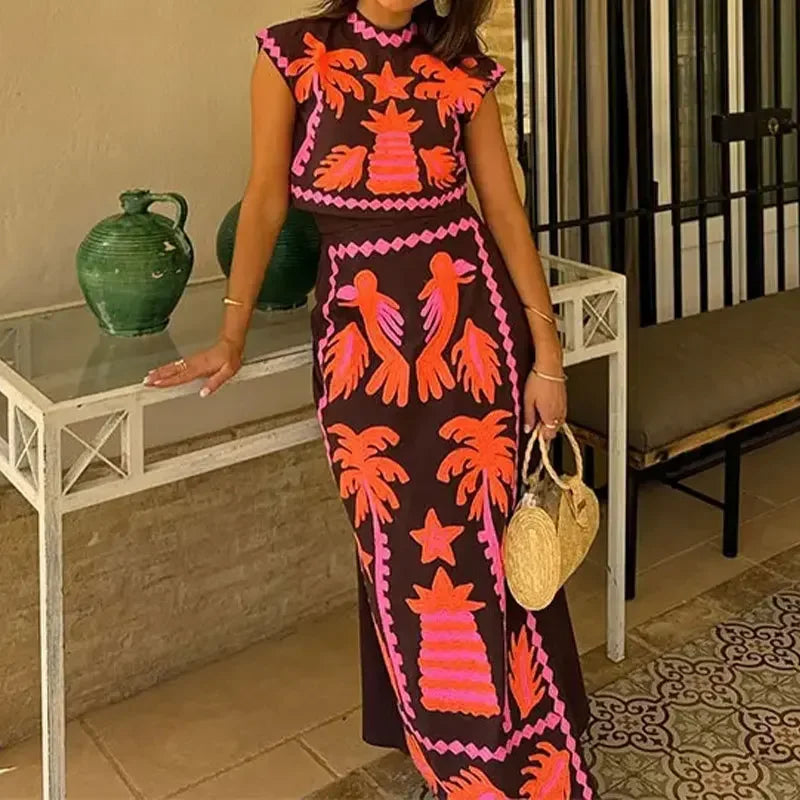 Vintage Boho Co-Ord Skirt Set