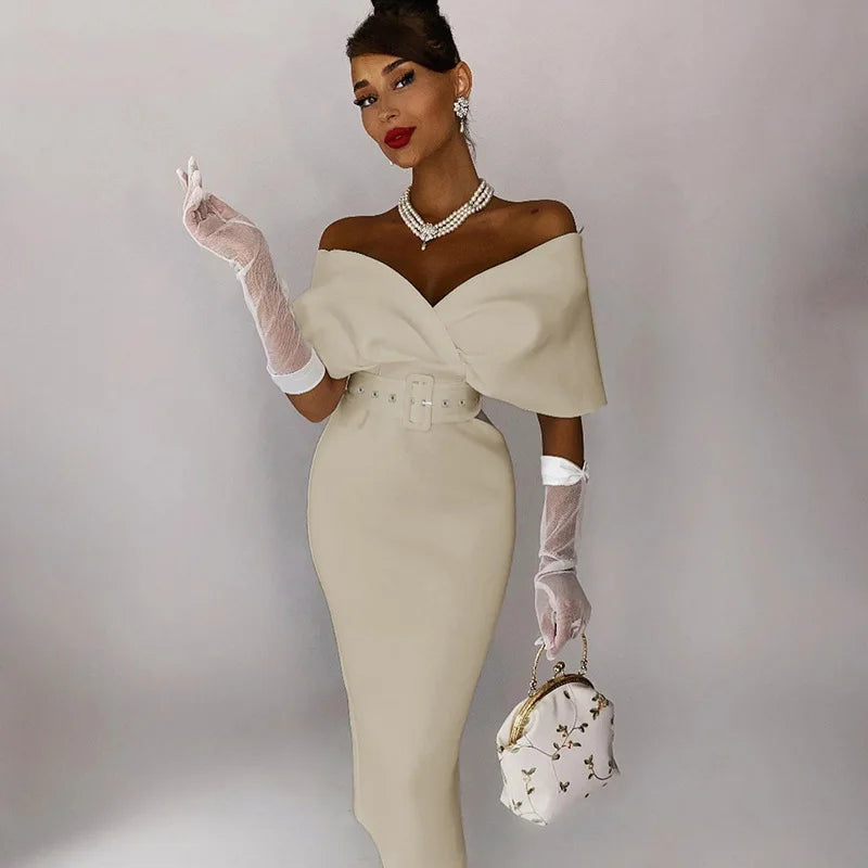 Timeless Off-Shoulder Midi