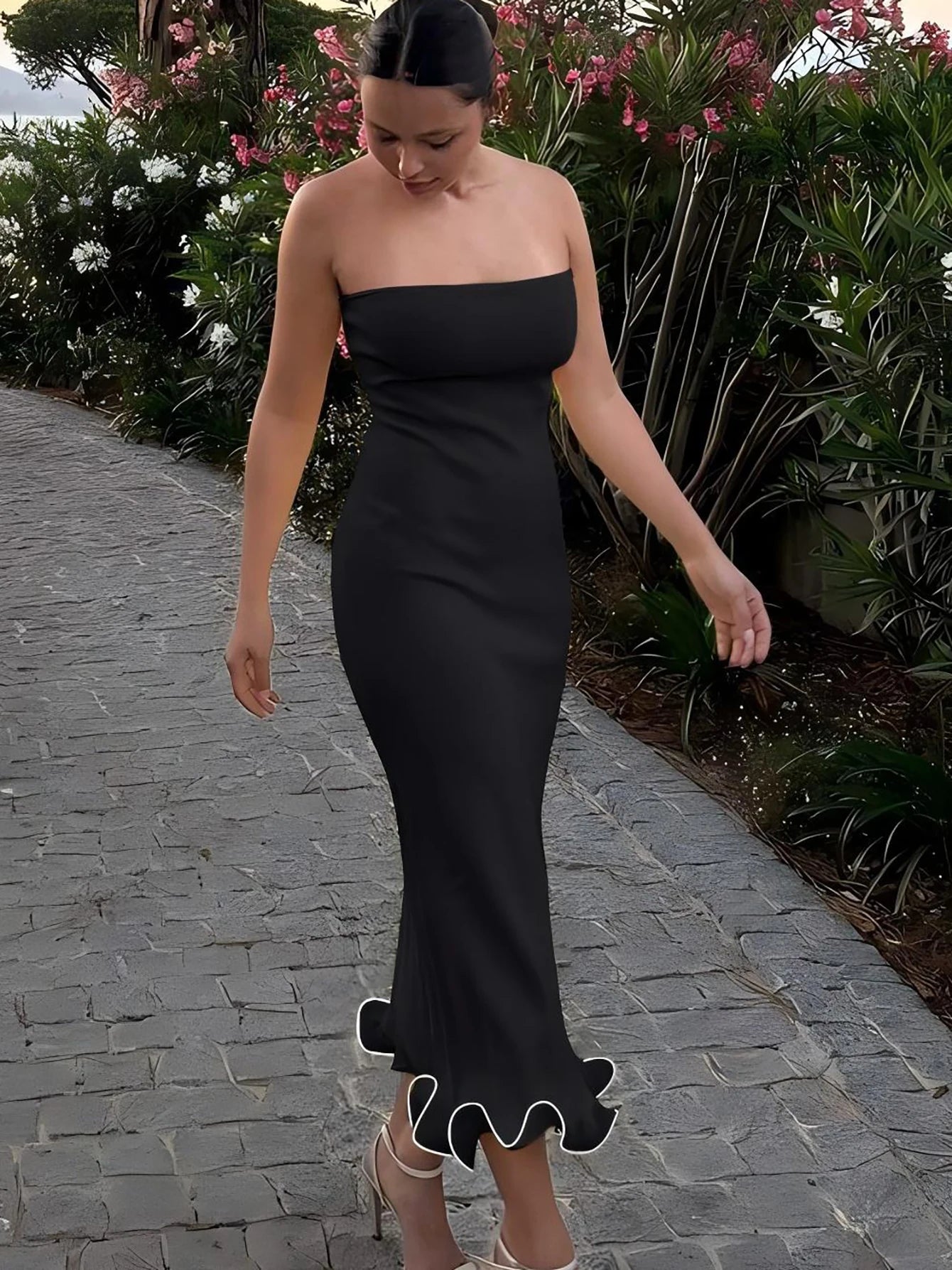 Flirty Ruffle Midi Dress