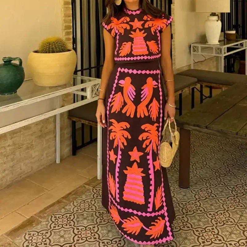 Vintage Boho Co-Ord Skirt Set