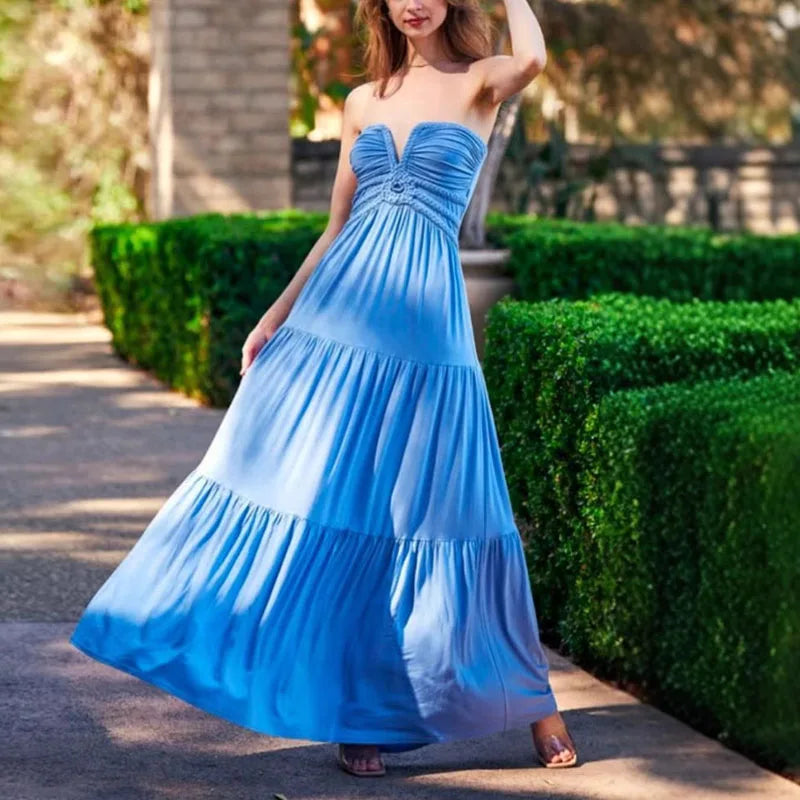 Blue Horizon Pleated Gown