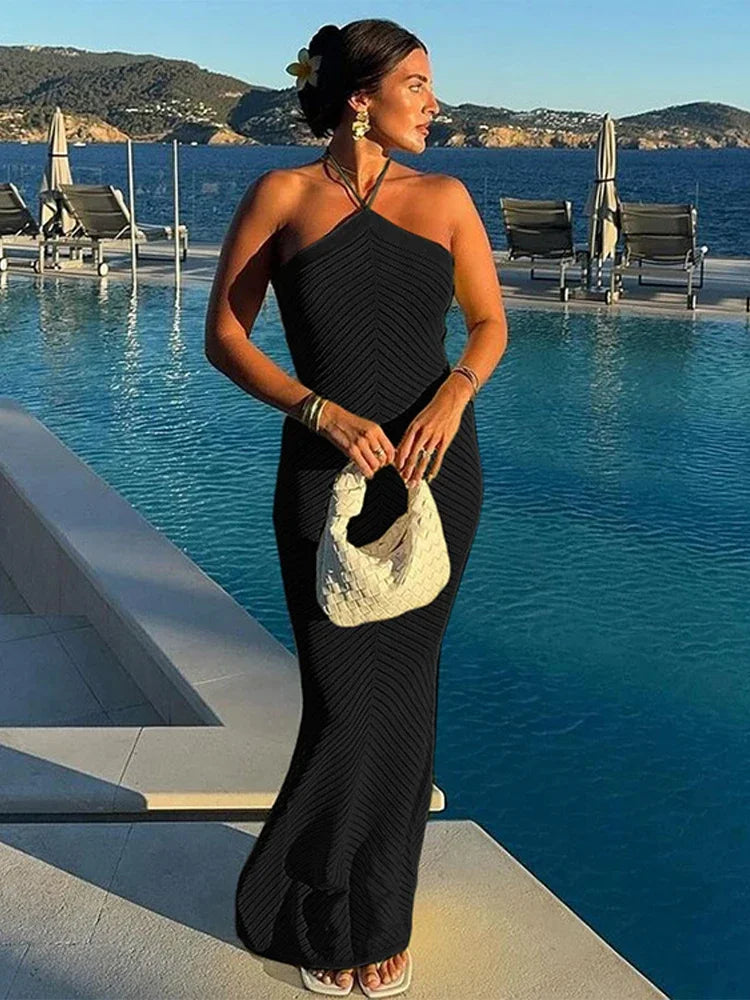 Lattice Luxe Halter Gown