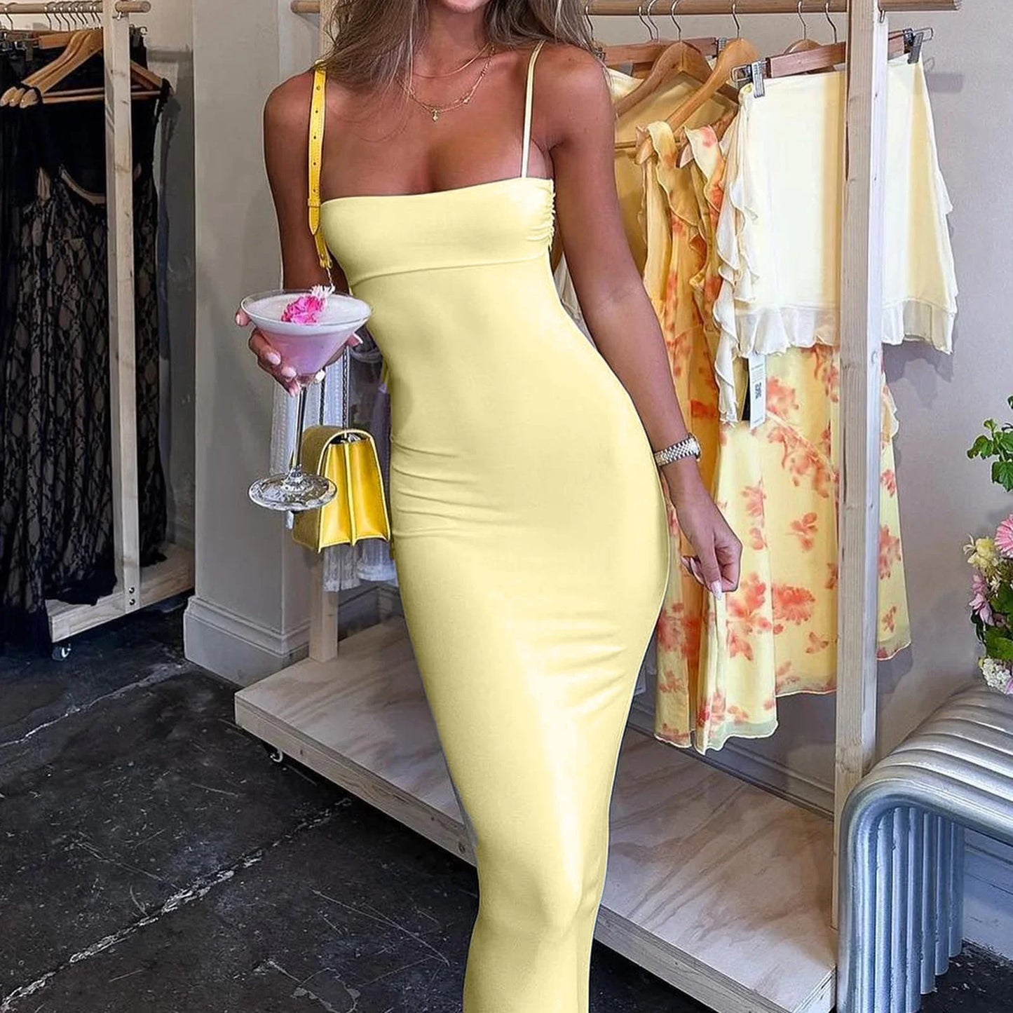 Lemon Luxe Evening Dress