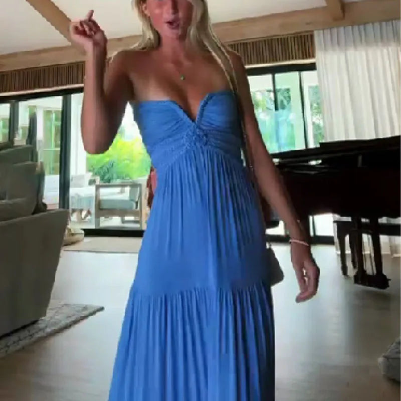 Blue Horizon Pleated Gown