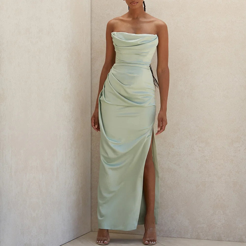 Luxe Satin Strapless Midi