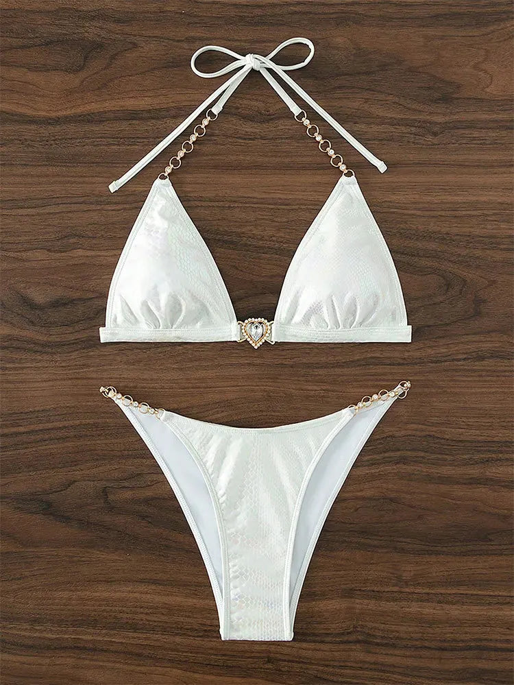 Crystal Heart Halter Bikini