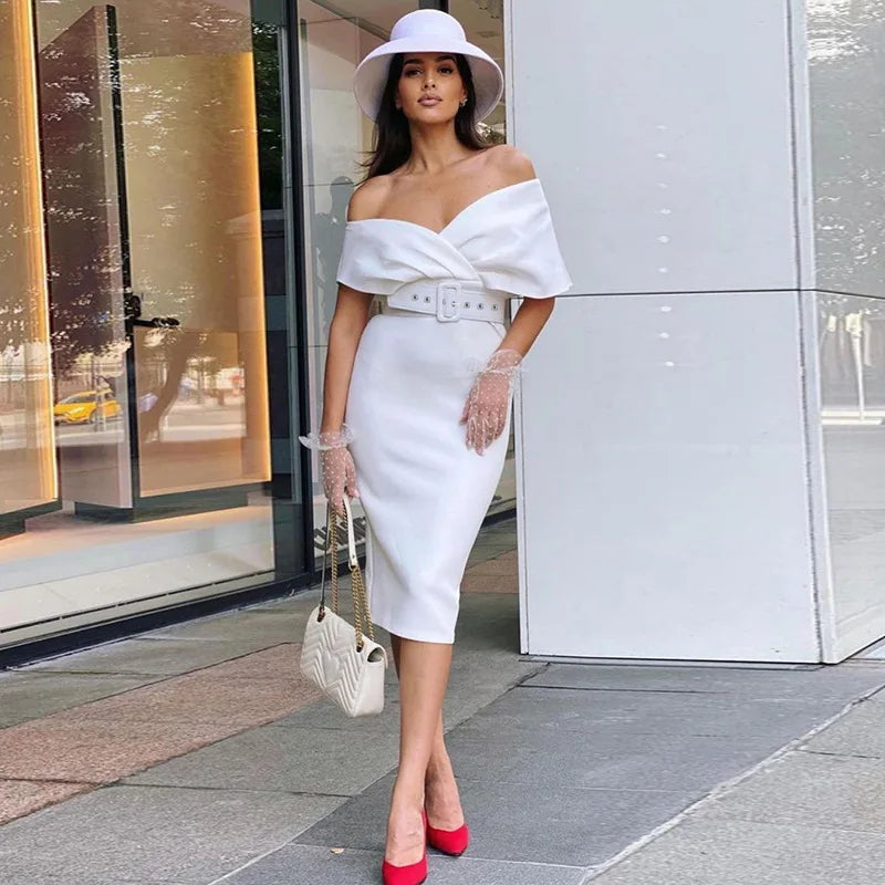 Timeless Off-Shoulder Midi
