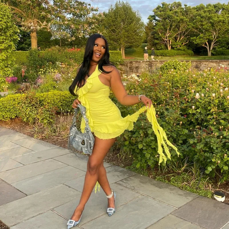 Daring Frills Halter Dress