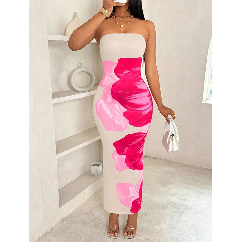 Sophia Bloom Strapless Dress