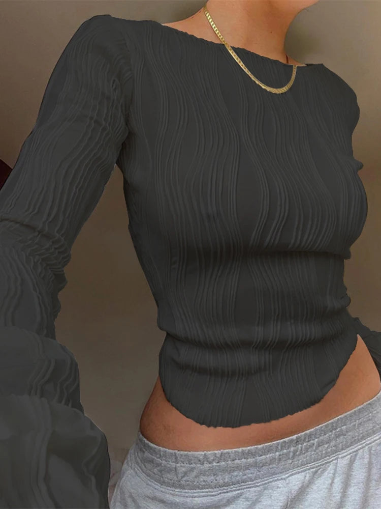 Gathered Sleeve Crop Top