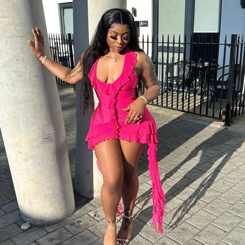 Daring Frills Halter Dress