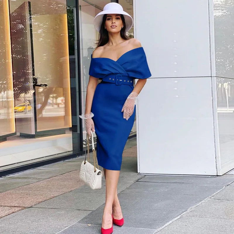 Timeless Off-Shoulder Midi