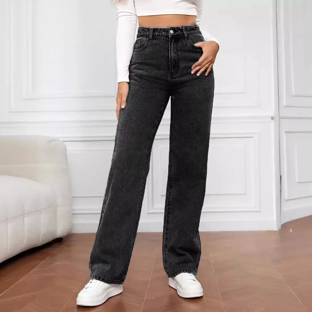 High-Rise Straight Jeans