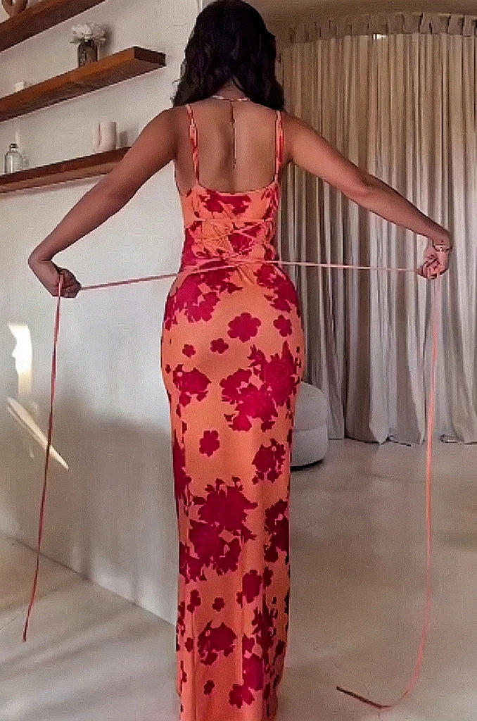 Summer Blossom Backless Maxi