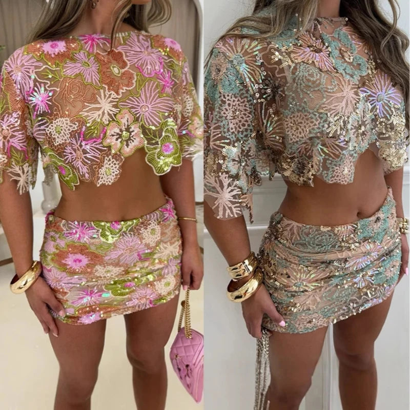 Rosevine Embroidery Two-Piece