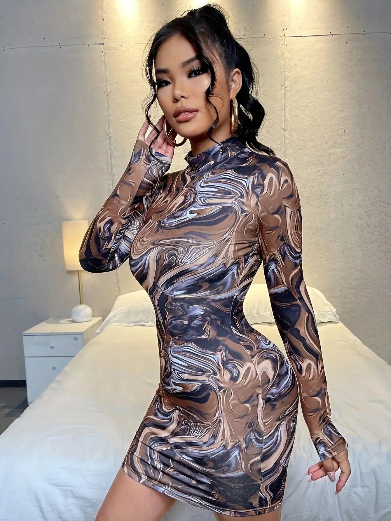 Marble Mist Long Sleeve Mini Dre