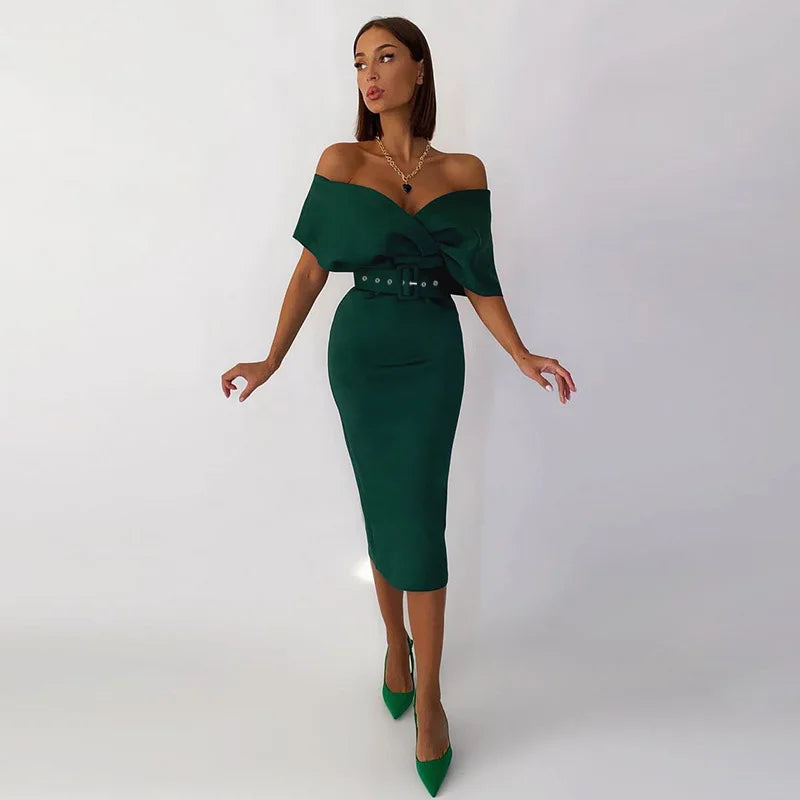 Timeless Off-Shoulder Midi