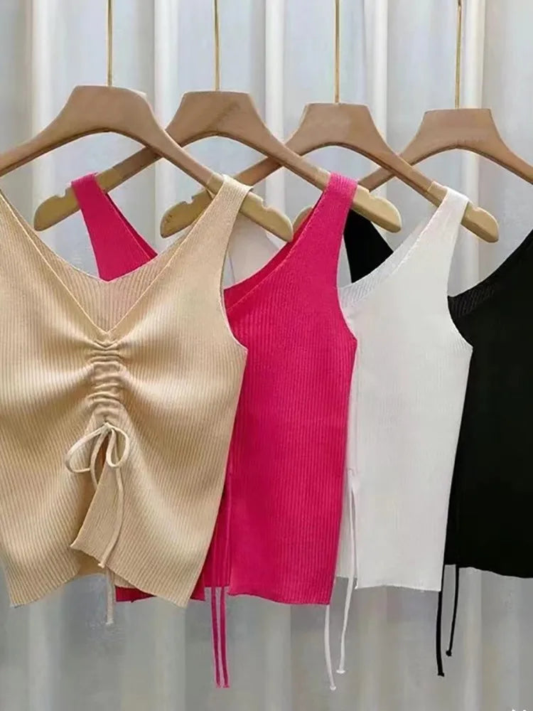 Ribbed Tie-Front Crop