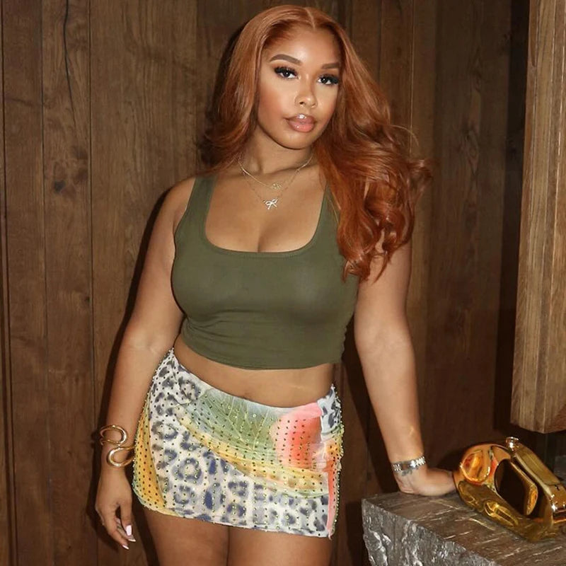 Crystal Curve Mini Skirt