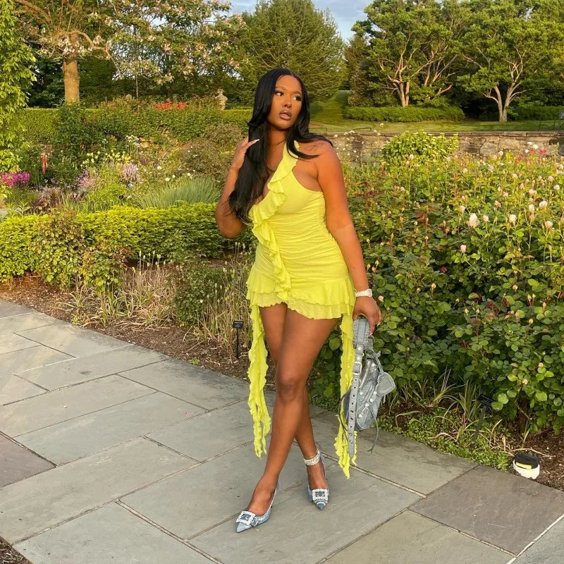 Daring Frills Halter Dress