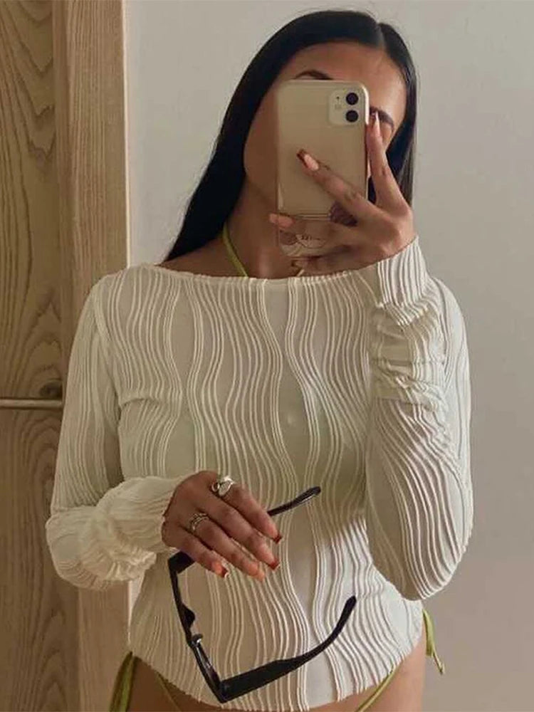 Gathered Sleeve Crop Top
