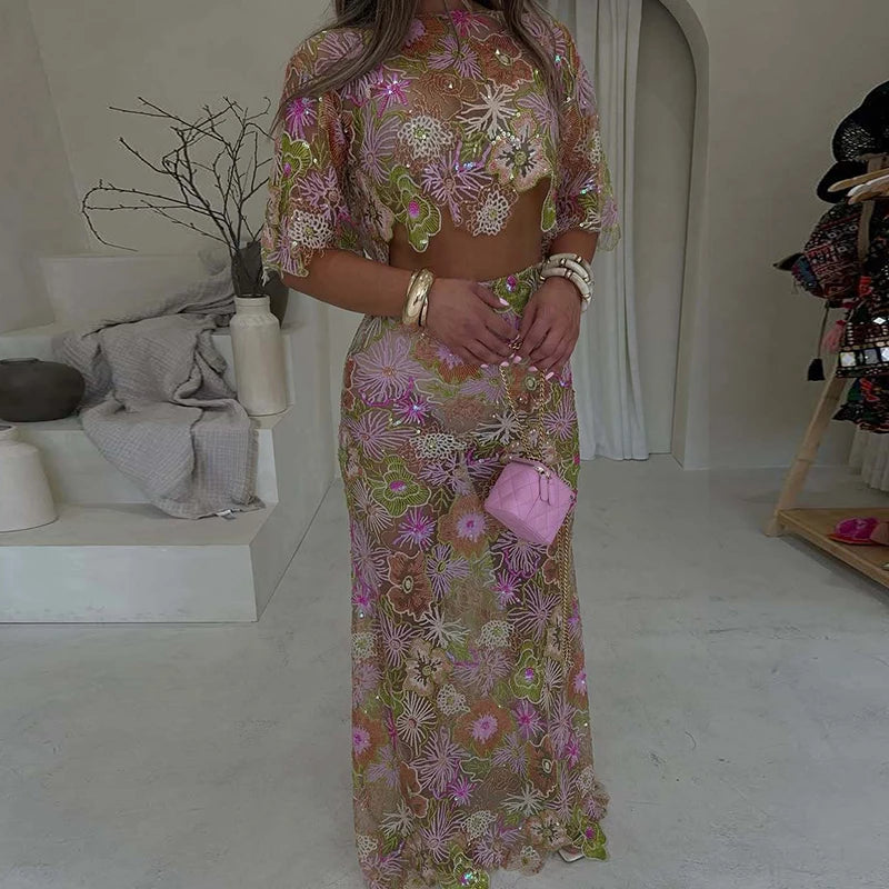 Rosevine Embroidery Two-Piece