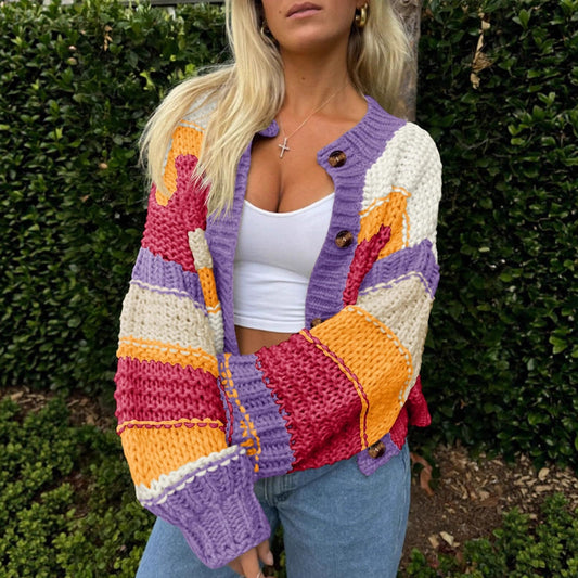 Cozy Striped Button-Up Cardigan