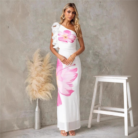 Petal Dance One-Shoulder Dress