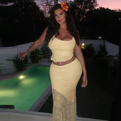 Golden Lace Cami & Skirt Duo