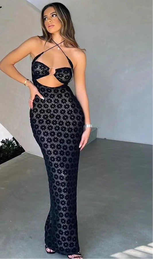 Noir Lace Contour Dress