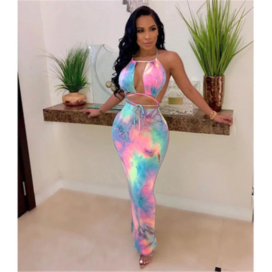 Hypnotic Curve Tie Dye Midi