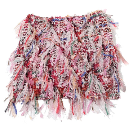 Boho Stripe Fringe Skirt