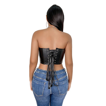 Faux Leather Bustier Top