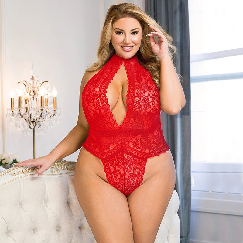 Curvy Elegance Lace Bodysuit - Dollella