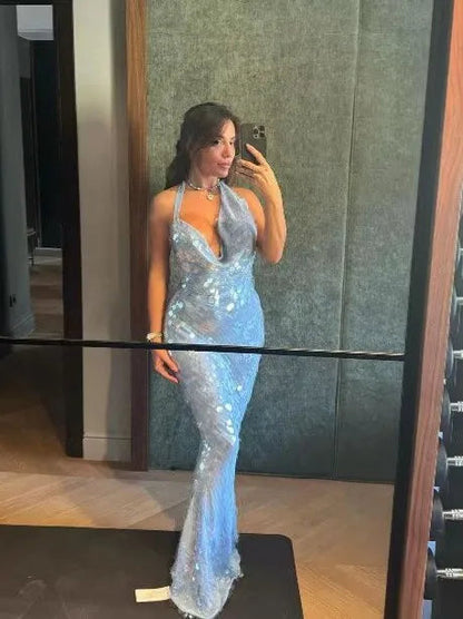 Frozen Sapphire Evening Dress Dollella