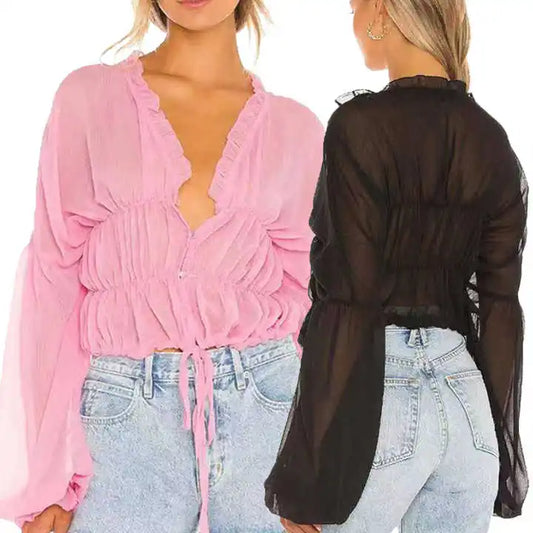 Vintage Puff Ruffle Blouse