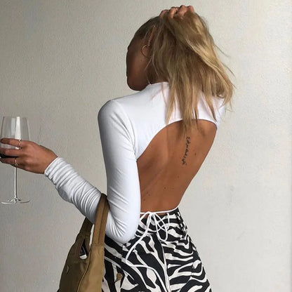 Bare-Back Long-Sleeve Crop