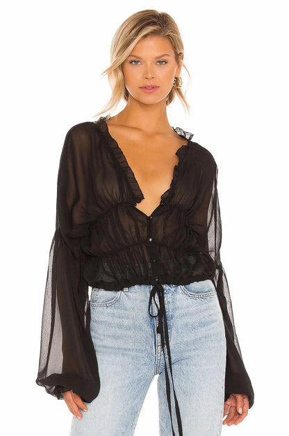 Vintage Puff Ruffle Blouse