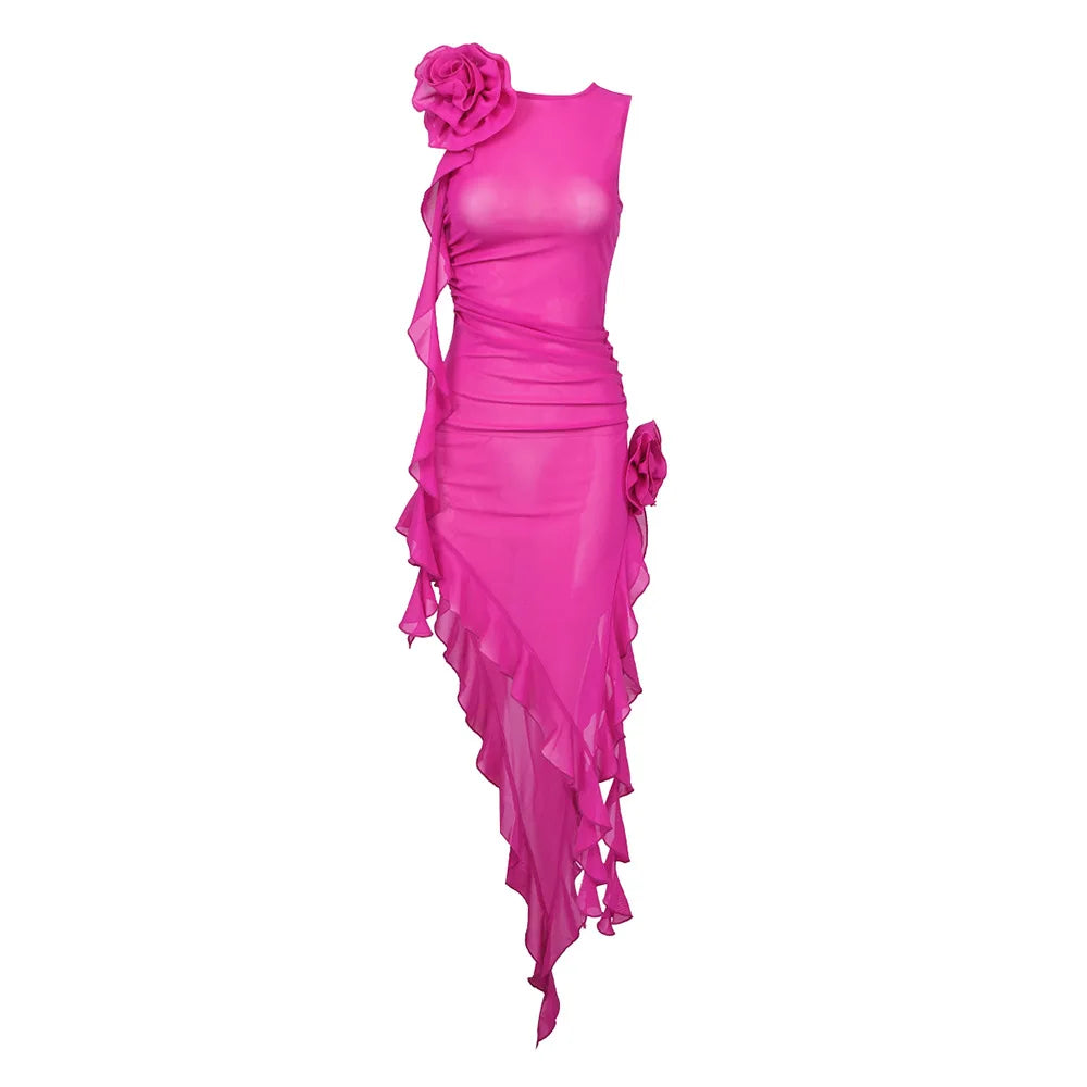 Fuchsia Flounce Dress Dollella