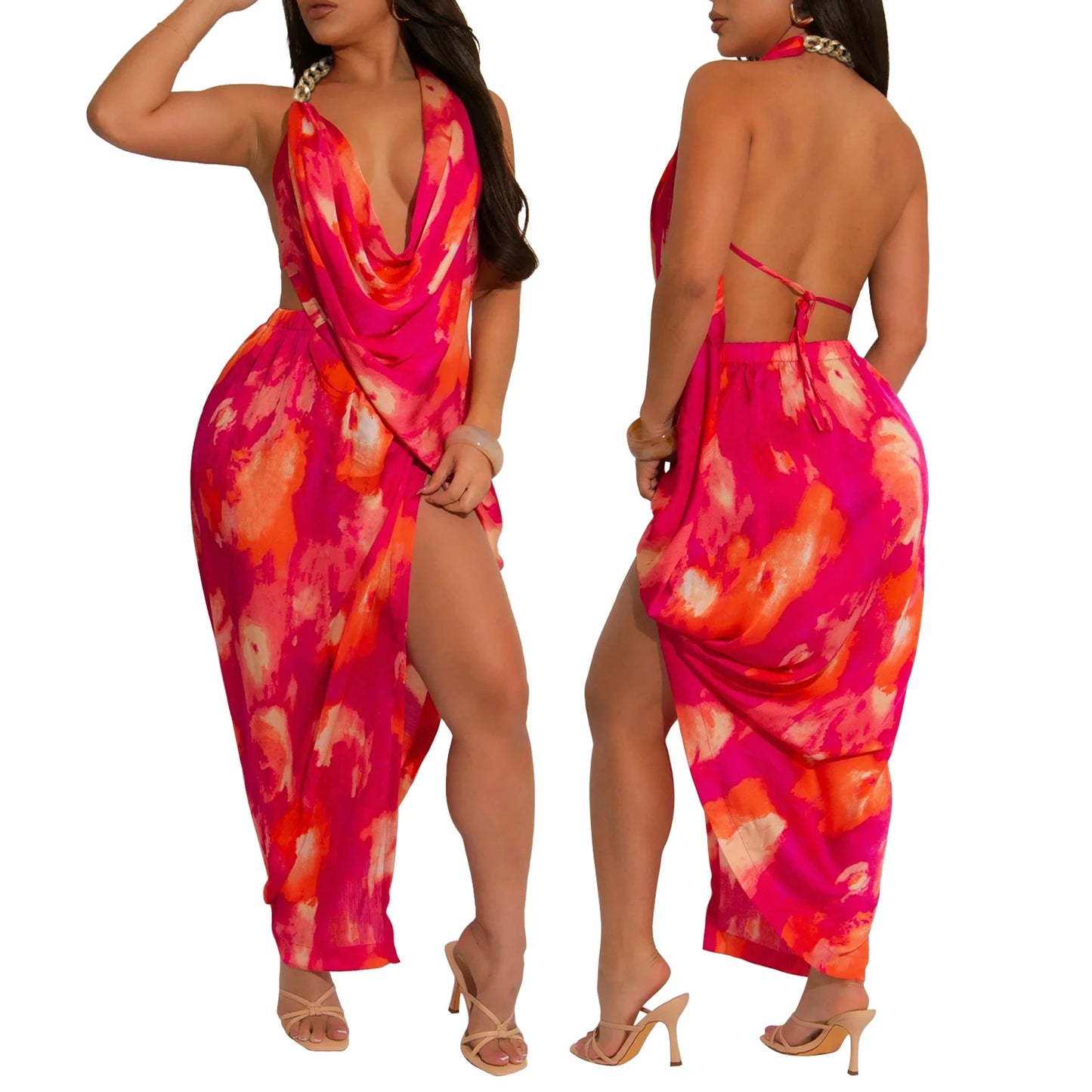 Satin Sway Backless Dress